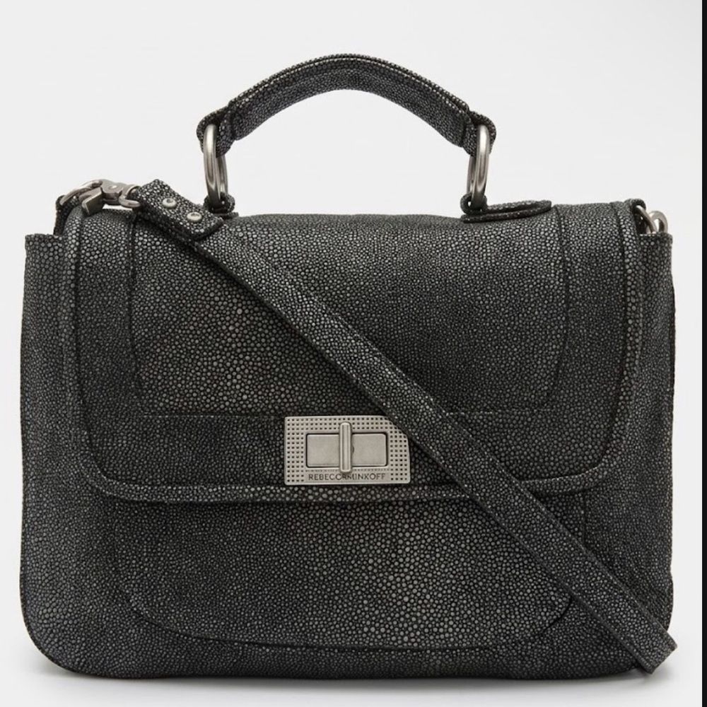 Rebecca Minkoff Black Stingray Embossed Leather Satchel